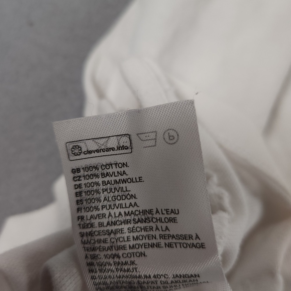H&M Men's Regular Fit Band Collar Short Sleeve Shirt White Size M 100% Cotton - Picture 4 of 9